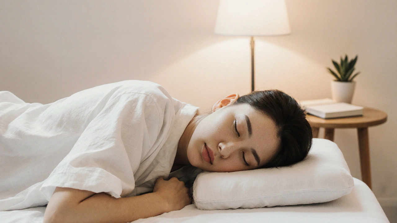 Person peacefully asleep on a massage table, covered with a sheet, in a quiet, serene post-massage state.