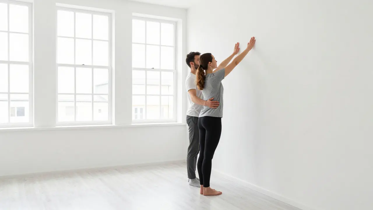 A person practicing mindful alignment and movement during a professional bodywork session.